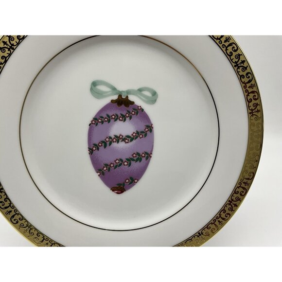 Gold Buffet Royal Gallery Purple Faberge Egg Dessert Plate and Coffee Cup Vintag - Picture 9 of 16